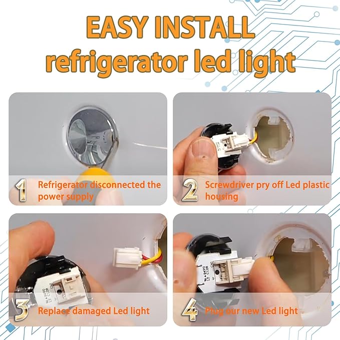WR55X11132 WR55X25754, Refrigerator Light Assembly, Replacement Freezer LED WR55X30602 WR55X26486 EAP12172918 4590213 AP6261806 Without Cover 2 PCS
