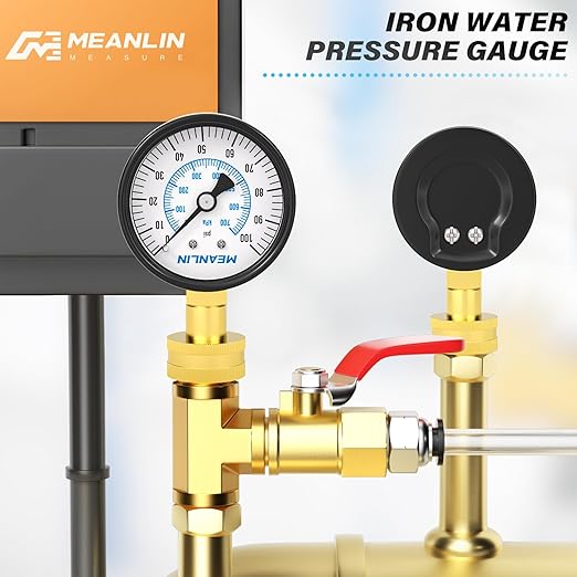 MEANLIN MEASURE 0-100psi Water Pressure Gauge, 3/4" Female 2.5" FACE DIAL Water Pressure Test Gauge with Sealing Ring, Water Pressure Gauge for Home