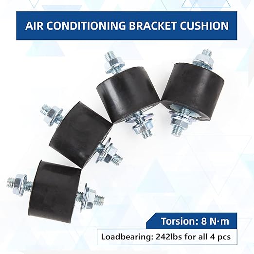 Rubber Studs Shock Absorber with Lock Nuts M8 40x30mm 4 Pack Anti Vibration Rubber Isolator Mounts Cylindrical Vibration Isolation Mount for Air Compressors, Garage Motor, Diesel Engines