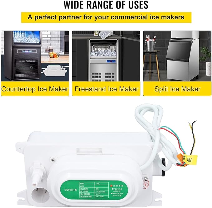 Condensate Pump, 100-230V Automatic Drain Pump HVAC Lift Removal Drain with 500ml Tank for Furnace Boiler Dehumidifier Refrigeration