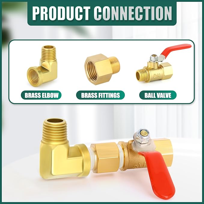 6PCS 1/2" Npt Male to Female 90 Degree Brass Pipe Fittings Barstock Street Elbow, 1/2" Npt Male x 1/2" Npt Female for oils, fuels, gases and liquids