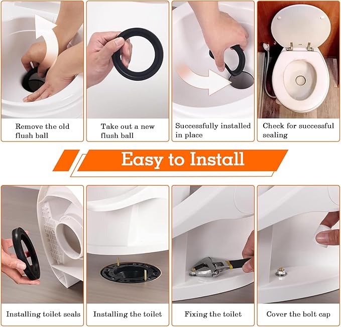 385311652 RV Toilet Seal & 385311658 RV Toilet Flush Seal Kit for Dometic 300/310/320, RV Toilet Seal Kit, Solve Leakage Problem, 2-in-1 Combo Kit