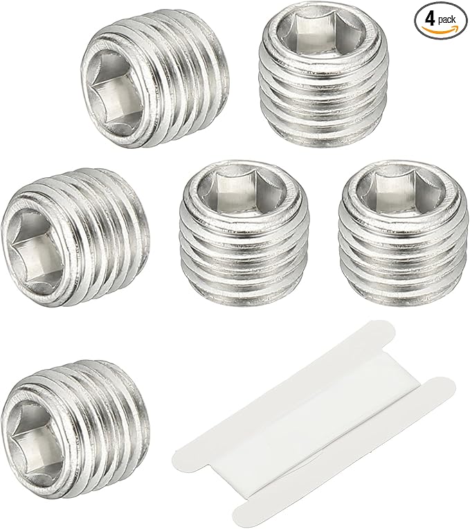 PATIKIL 1/16" NPT Male Internal Hex Pipe Fitting, 4 Pcs 304 Stainless Steel Pipe Plug Fitting Assortment Kit Countersunk Thread Head Socket Pipe Plug Fitting Adapter with Tape, Silver