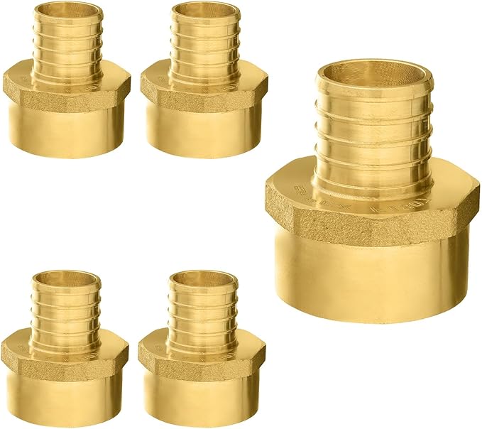 5-Pack PEX Fittings Niikappu 3/4" x 3/4" NPT Female Threaded Adapter, Brass Pex Crimp Adapters for PEX Pipes, ASTM F1807