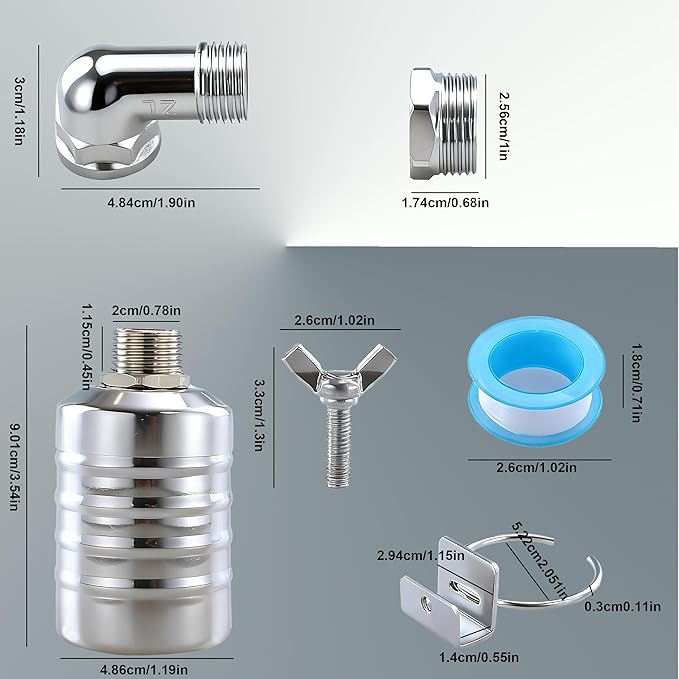 2 pcs Water Float Valves - Stainless Steel Automatic Level Control with 1/2in & 3/4in Connections for Fish Tanks, Swimming Pools, Livestock Water Troughs