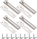 Lothee 4 Pcs Solid Brass Surface Bolt Door Slide Bolt Door Latches for Top of Slide Latch Lock(3",Silver)