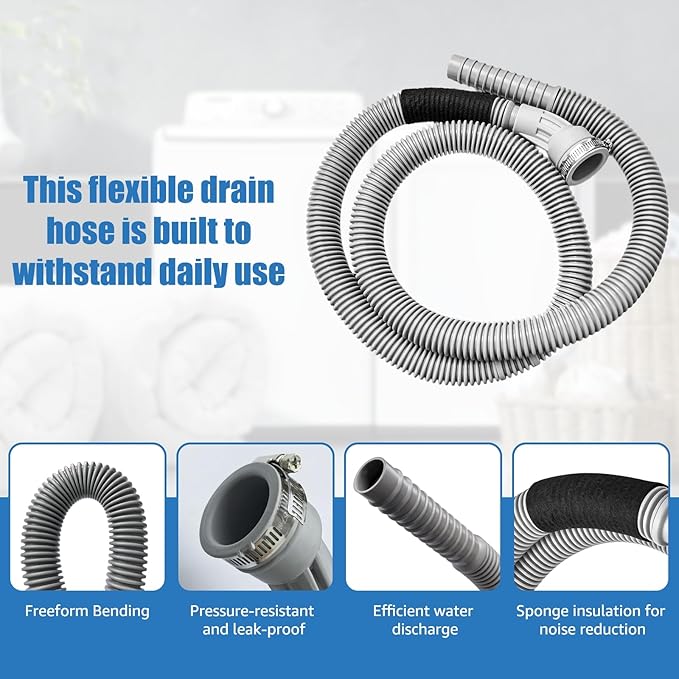 DC97-18682D Washer Drain Hose Assembly for Samsung Washer Drain Tube Replacement Compatible with DC97-18682B DC97-18682C DC97-18682E