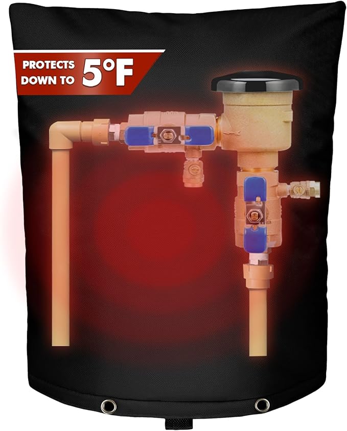 SUNICO Backflow Preventer Insulation Cover (5°F) - 5-Layer Upgrade Insulated Design Sprinkler Covers for Outside,16" W X 20" H, Backflow Insulation Cover for Sprinkler Valve ,Winter Freeze Protection