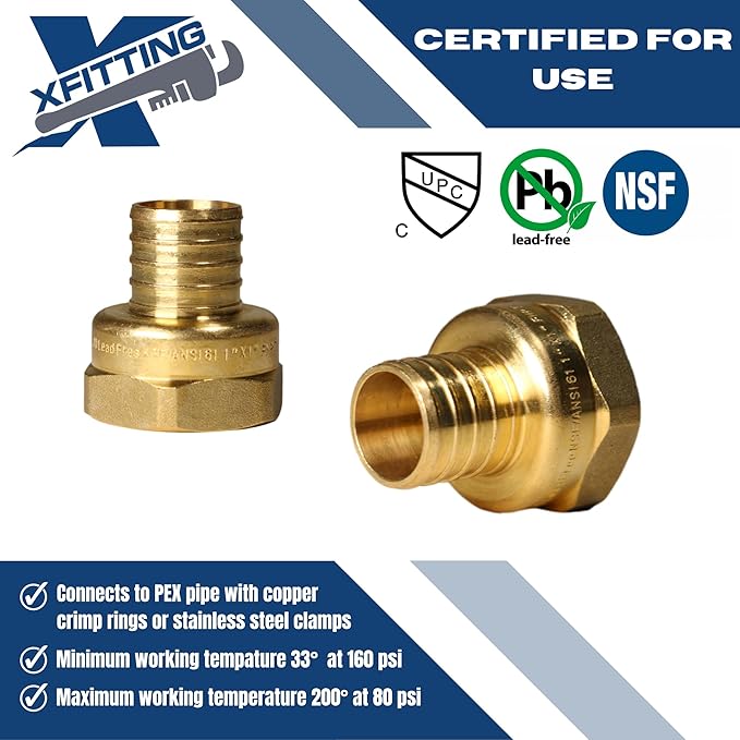 XFITTING 1 inch Pex x 1 inch Female NPT Adapter, 23-4-3=10X, 10 Pieces