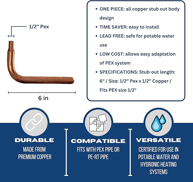 XFITTING 1/2 in Pex Stub Out Elbow 3-1/2 in x 6 in, 25 Pieces