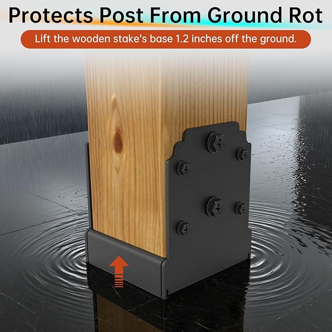 4X4 Post Base for Concrete, Heavy-Duty Post Deck Base Anchor for 3.5x3.5 Wood, Capacity: 10,000 Lbs , Post Base Holder for Deck Gazebo Pergola Porch，Includes Fastener & Screw (2 Pack)