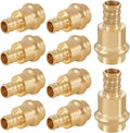 10-Pack HeSun Copper Press Fitting Adapter,1/2" PRESS X 1/2" PEX F1807 Crimp Coupling, LF Brass(PEX1807344)