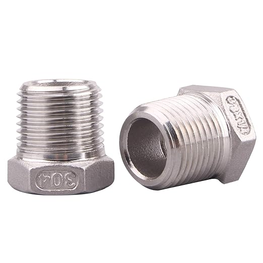 Stainless Steel Reducer Hex Flush Bushing, 3/8" NPT Male 1/4" NPT Female,Reducing Adapter Cast Pipe Fitting (pack of 2)