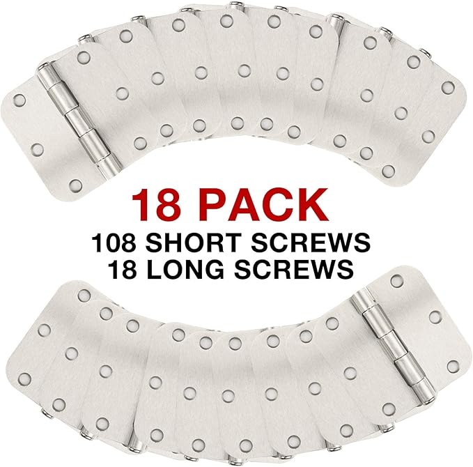 18 Pack Nickel Door Hinges Brushed Nickel 3 1/2 Interior Door Hinges Satin Nickel 3.5 Inch with 5/8” Radius Corners 3 ½"x 3 ½" Silver Hardware Controls JIW