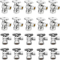 (20 Pack) Lidertik 1/2 inch NPT Thread Angle Stop Valve 1/2 inch x 3/8 inch Compression for Water Toilet Bathroom Sink Brass Plated Chrome 1/4 Turn Valve LI-JF1-NPT-A(20 PCS)