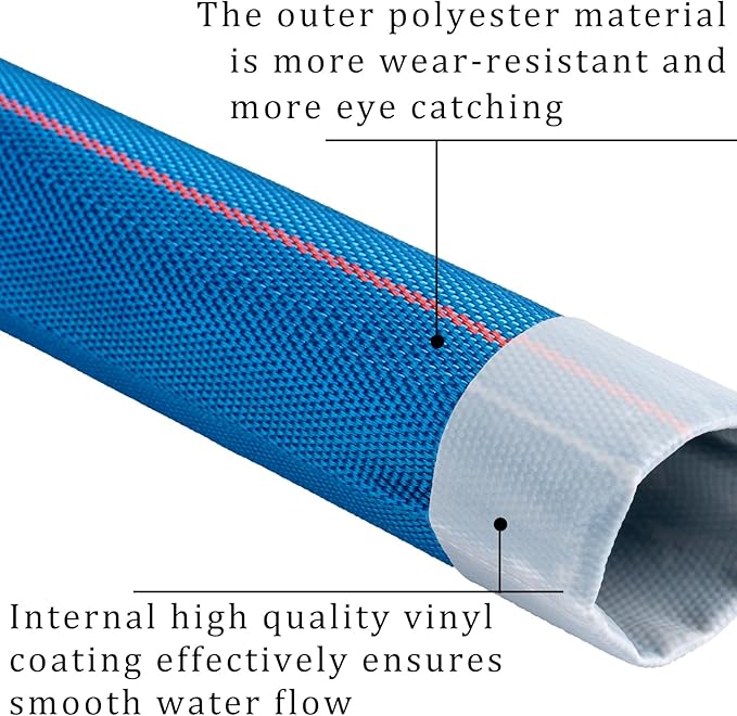 Pool Backwash Hose 2” × 100 ft Heavy Duty PVC Water Discharge Pipe Flexible Reinforced Pump Drain Hose, 2 in Diameter & 3.3 inch Width Lay Flat, with 2 Clamps (2in-100ft)