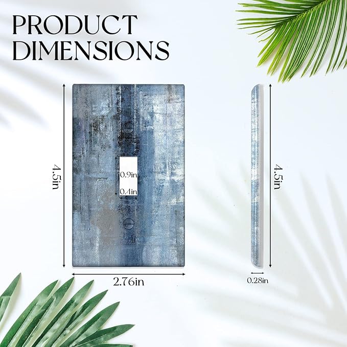 Blue Grey Wall Plate 1 Gang Toggle Switch Decortive Light Switch Cover Modern Abstract Art Wall Plate Cover Wallplates for Bedroom Kitchen Home Decor