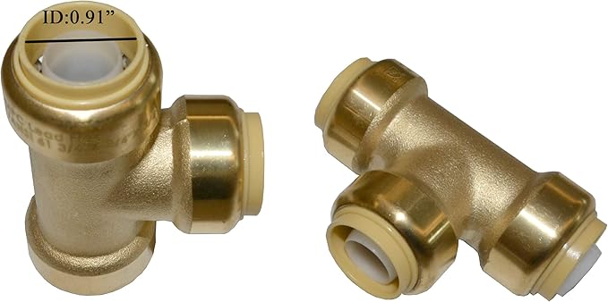 HQMPC Pex fitting 3/4" Push Fit Plumbing Tee, Pex Fititng Push-to-Connect Plumbing Fittings, PEX, CPVC, No Pb (2PCS, 3/4 Inch)