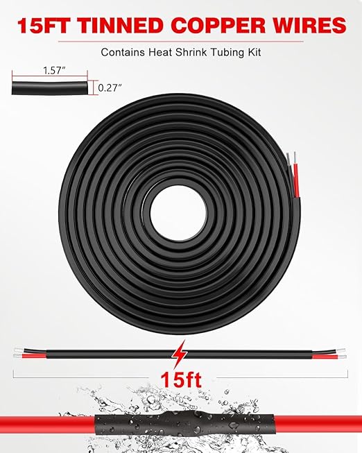 NAOEVO 12 Gauge Wire 2 Conductor Electrical Wire, 12 AWG Stranded PVC Cord, 12V Low Voltage/Tinned Copper/Flexible Cable for Automotive Wiring, Lamp Cord, Marine Cable (15FT)