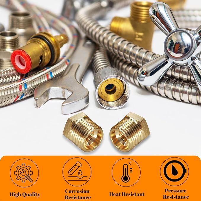 2 Pcs Brass Bushing 3/8" Male to 1/8" Female, 3/8" to 1/8" NPT Adapter Hex Brass Reducing Pipe Adapter Fitting Pipe Hose Tube Adapter Convert
