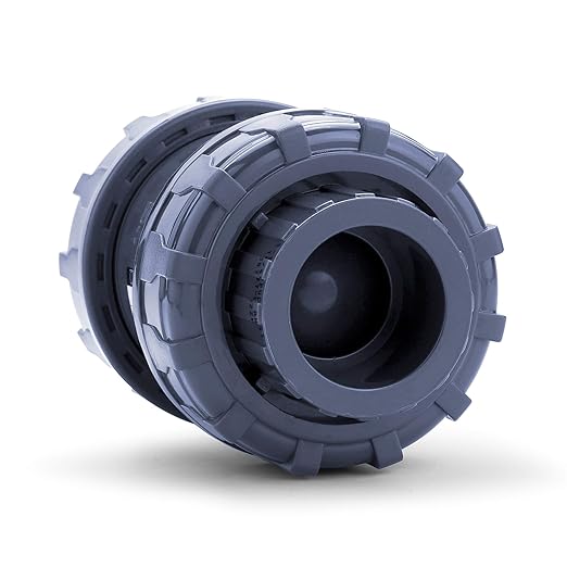 HYDROSEAL Sharkfellow 1 1/2’’ PVC True Union Ball Check Valve with Full Port, ASTM F1970, with EPDM Seals, Corrosion-Free, Service Free, Rated at 200 PSI @73F, Gray, 1 1/2 inch Socket (1 1/2'')
