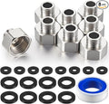 Shimeyao 8 Pcs Brass Water Line Adapter Pipe Fittings in 1/2" Female to 3/8" Male Reducer Adapter Compression Fitting for Bathroom Faucet Supply Hose Pipe Connector with Rubber Washer