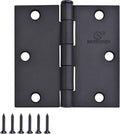 Door Hinge 3 1/2 Inch Interior Door Hinges Matte Black 3.5 Inch Interior Hinges Flat Iron Hinge 3 ½"x 3 ½" Door Hardware Square Corner -18 Pieces