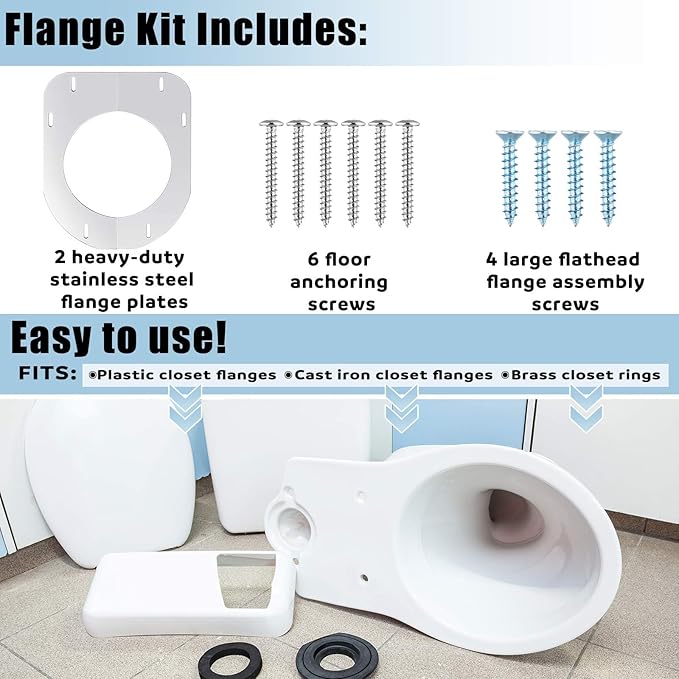 Gisafai Toilet Flange Support Plate Closet Flange Floor Repair Ring Bracket Extender Kit Offset Toilet Repair Kit, 5.59 x 5.28 Inches Inner Diameter, 1mm Thickness(Stainless Steel)