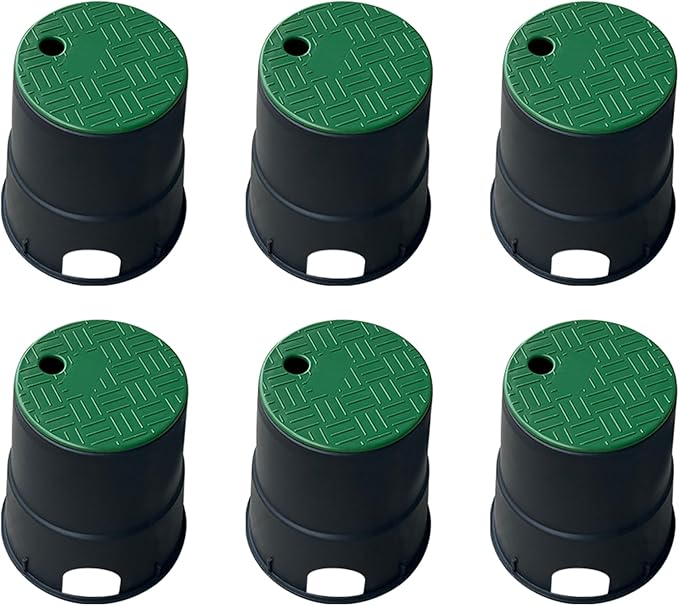 Durable PP Valve Box-6 Pcs Anti Slip 6 inch Sprinkler Valve Boxes,Round Irrigation Box for Garden Yard Outdoor Lawn Grassland Ground Farm,Plastic Electrical Splice Box for Water Meter