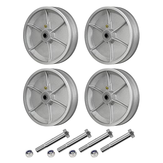 8" X 2" Sliding Gate Wheels（4 Pack）, Cast Iron V Groove Wheel with Roller Bearing-1200 lbs Capacity, Rolling Gate Wheels, Sliding Gate Casters, Gate wheels for Metal Tube Gate, Silver