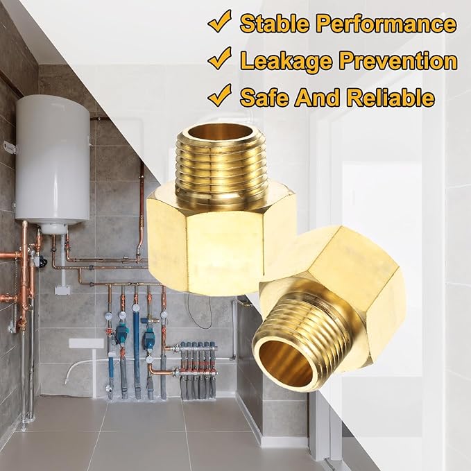 PATIKIL Brass Pipe Fitting, 1Pcs 3/8" NPT Male to 1/2" NPT Female Pipe Reducer Adapter Extension Connectors Brass Fittings for Water Gas Refrigeration