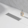 Linear Shower Drain 12", 304 Stainless Steel Floor Drain with Grid Drain Cover & Hair Strainer, Rectangular Shower Drain w/CUPC Certified, Brushed