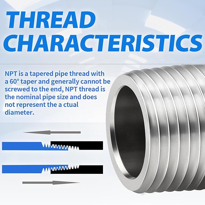 ChillWaves 304 Stainless Steel Pipe Fitting, Nipple Cast Pipe 3/4" NPT Male x 3/4" NPT Female Thread 6" Length(150MM)(1-PACK)