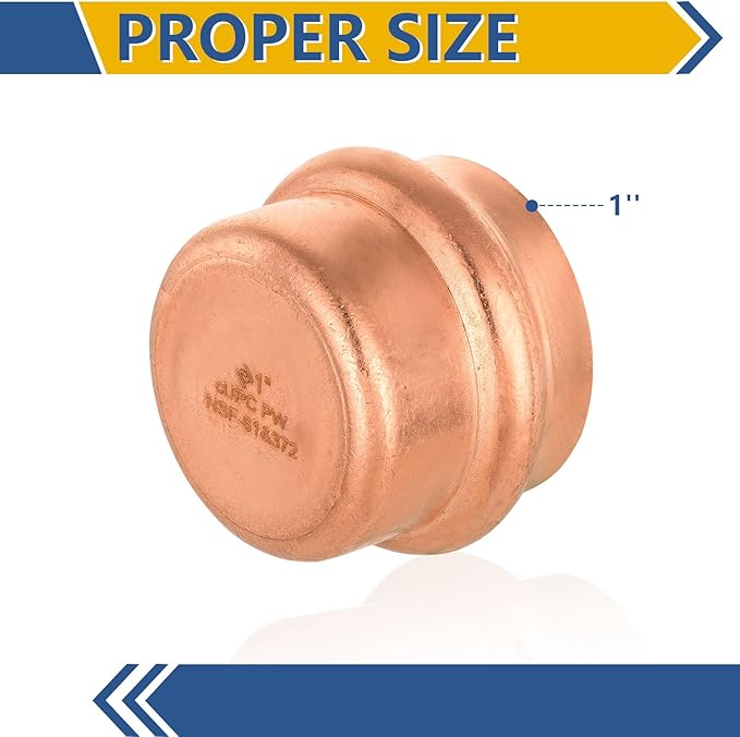 5-Pack GUOFIS Copper Press End Cap, 1" x 1" Plug Fittings for Copper Tube Connection with Stop(PRESS021)
