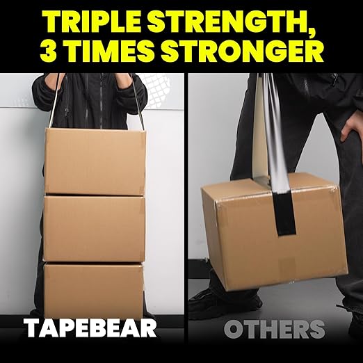 TAPEBEAR 12 Rolls Duct Tape Heavy Duty Waterproof 1.88" x 35 Yards, 16.5mil Thick Strong Tape, UV Resistant, All-Weather, No Residue, Super Strength for Industrial Use Indoor Outdoor Repairs, Black