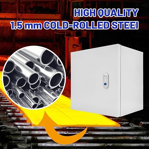 Outdoor Electrical Box 24 x 24 x 12''D NEMA 4X Enclosure Steel Box, Waterproof & Dustproof Outdoor/Indoor Lockable Electrical Junction Box, with Mounting Plate