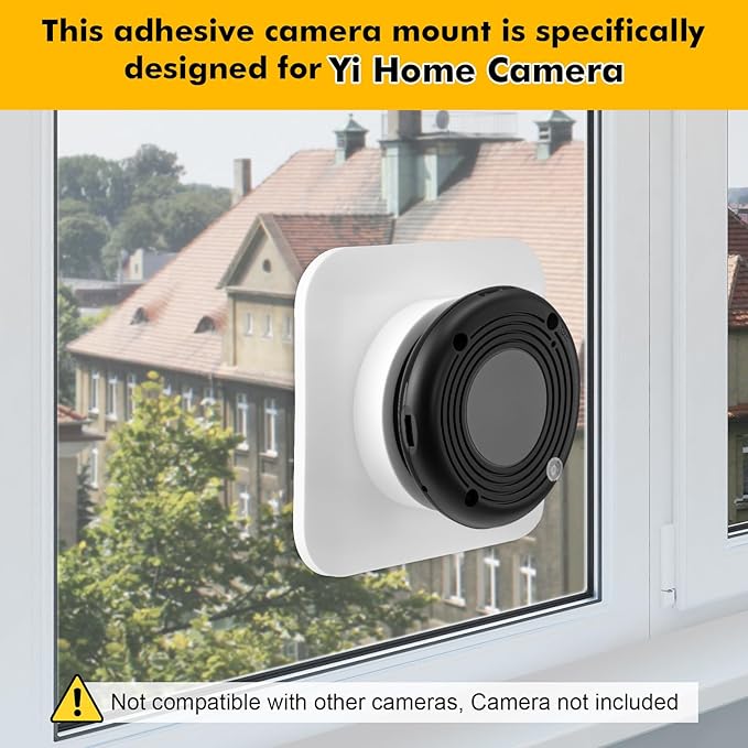2 Pack Camera Window Mount Compatible with Yi Home Camera, Strong Adhesive Tape Holder No Drill Installation Required, Clear View for Indoor Security Monitoring