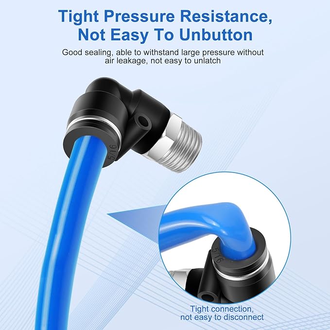 10 Pcs Push to Connect Fittings 5/16 Inch Tube OD x 1/4 Inch NPT Thread Pneumatic Male Elbow Quick Connect Air line fittings