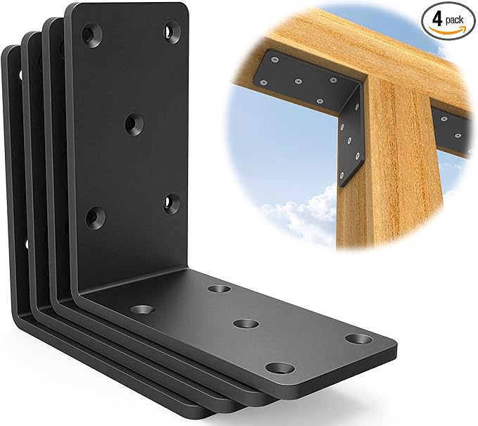 5x5“ Heavy Duty Shelf Brackets，L Brackets for Shelves Fence Pergola Brackets Angle Bracket for Post Wood，90 Degree Corner Bracket，Corner Brace for Floating Shelf Countertop Support Brackets ﻿