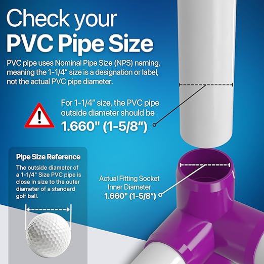 FORMUFIT 1-1/4” 4-Way Tee Furniture Grade PVC Fitting in Purple, Made in USA, UV-Resistant, Impact-Proof, 1.660” Actual Socket Diameter (Pack of 4) - F1144WT-PU-4