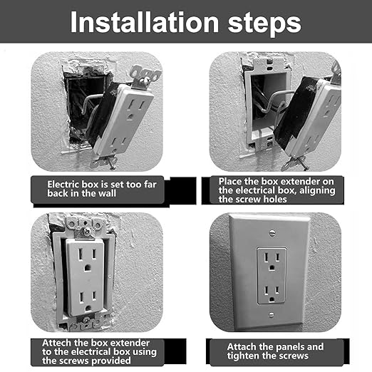 25Pcs BE1-2 Electrical Outlet Box Extenders, 1-Gang Outlet Box Extender Single Gang Box Extender Electric Box Extender with 50PCS Screws