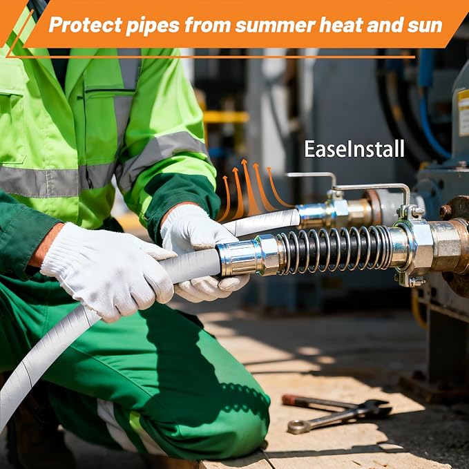Pipe Insulation Wrap Foam Tube Self Adhesive Heat Tape for Water Pipes, Peel and Stick Outdoor Foam and Foil Water Pipe Insulation Wrap for Winter