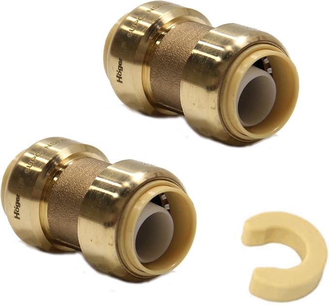 EFIELD Push-Fit Fittings 3/4 Inch Straight Coupling to Connect Pex, Copper, CPVC (Pack of 2),(PF008-2PCS)