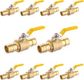 10-Pack Foskan 1" Brass PEX-A Ball Valve with Yellow Handle, Quarter Turn Full Port Valve for PEX-A Pipe Connection