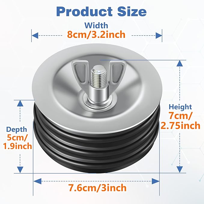 Dreyoo 1 Pcs 3 Inch End of Pipe Gripper Mechanical Plug, Steel Drain Pipe Cover with Galvanized Screw and Wing Nut for Outdoor Sewer Cleanout Drain