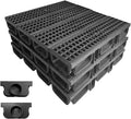 HDPE Channel Drain with Grates-19.7x5.5x3.7 in. Trench Drain System, 12 Pack Total Length 236.3 in, Yard Drainage System with 2 Outlet Adapters for Outdoor,Yard Fence,Sidewalk,Patio