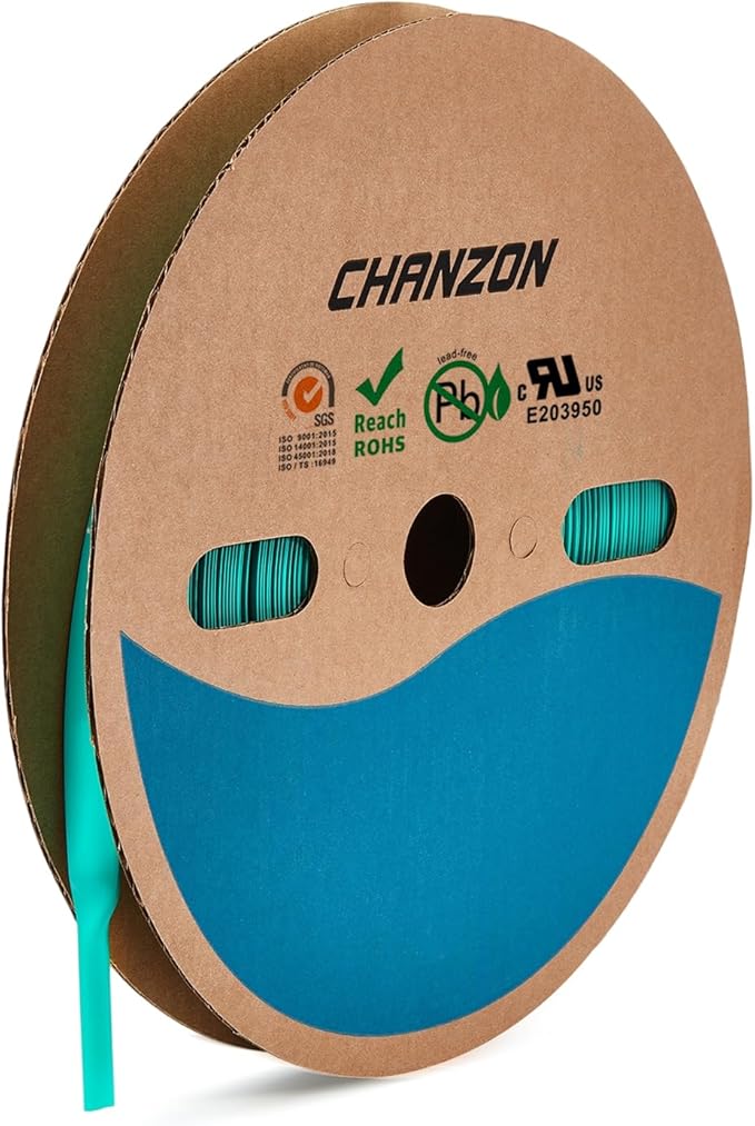 Chanzon 80Ft Roll Green Heat Shrink Tubing - 3/4" (20mm), 2:1 Ratio, Polyolefin Sleeve Wrap, 25M Total Length, 1pcs