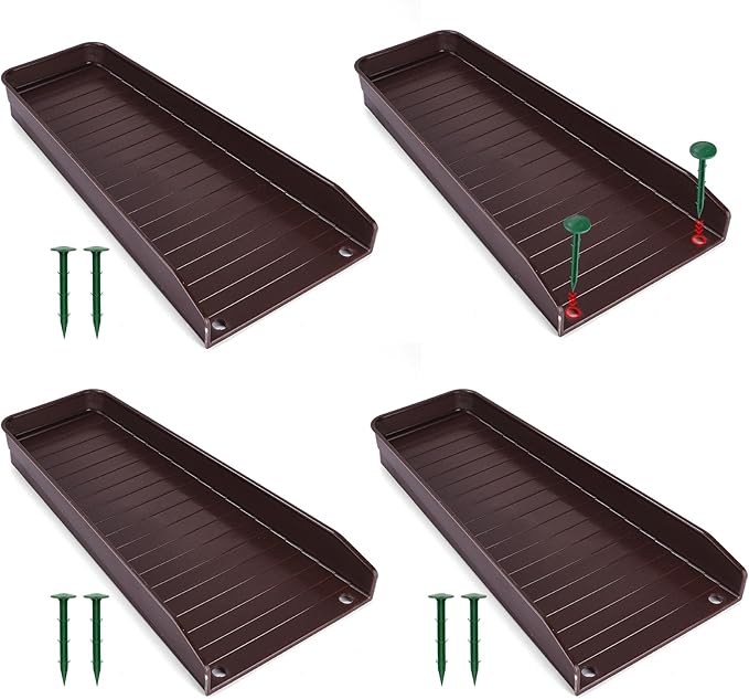4 Pack Gutter Downspout Extensions,Rain Gutter Downspout Splash Block,Downspout Diverter,Down Spout Drain Extension,Gutter Splash Prevention Device for Cement Floor Lawn Ground (Brown)