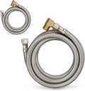 (2 Pack) Seelink 6FT Stainless Steel Dishwasher Hose, 3/8" COMP x 3/8" MIP 90 Degree Elbow, Brust Proof Water Supply Line