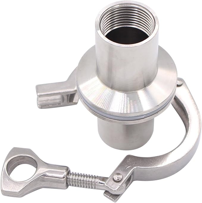 DERNORD 2 Pcs Sanitary Female Threaded Ferrule Pipe Fittings + SUS304 Tri-clamp (Tri-clover Clamp) + Silicone Gasket (Female Threaded Pipe Size:3/4 Inch DN20)